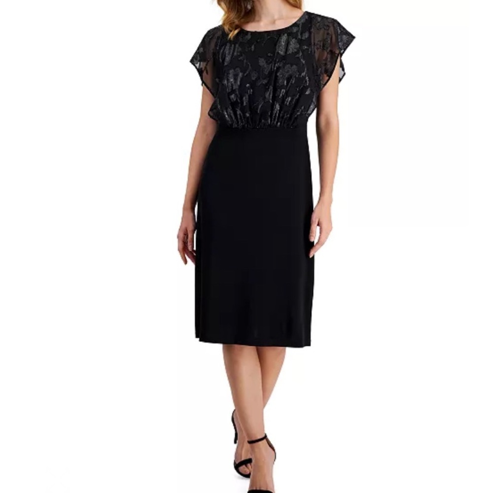 NEW Macy’s Connected Apparel Cape-Overlay Sheath Dress size 10
